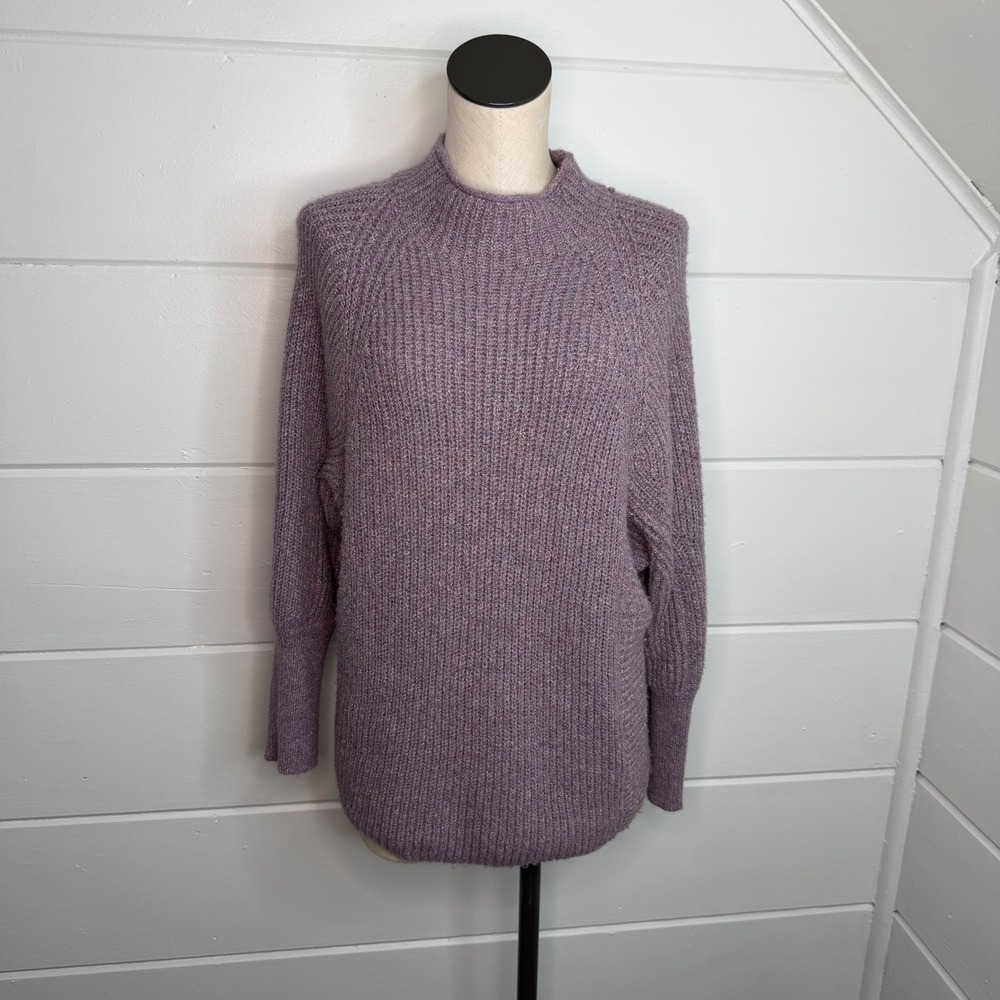 Chico's 1 Medium Purple‎ Knit Sweater High Neck Cozy Mock Neck